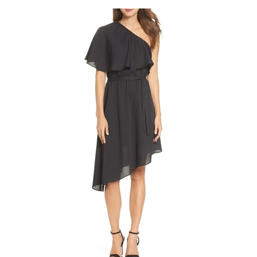 Charles Henry One Shoulder Asymmetrical Dress